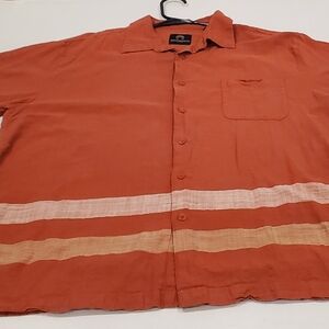 Weatherproof  Vintage Men's  XL Short Sleeve Shirt Orange With Stripe